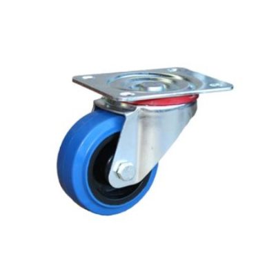 BLUE 80mm RUBBER CASTOR SWIVEL BALL/B (100KG)