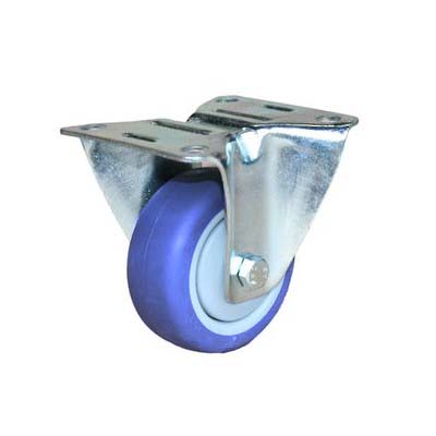BLUE 80mm RUBBER CASTOR FIXED BALL/B (100KG)